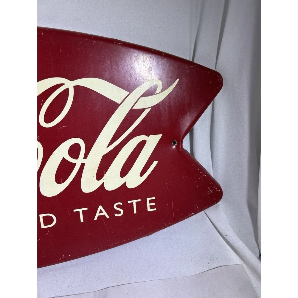 Vintage Coca Cola Tacker Metal Sign Sign of Good Taste Advertising Coke 24x12